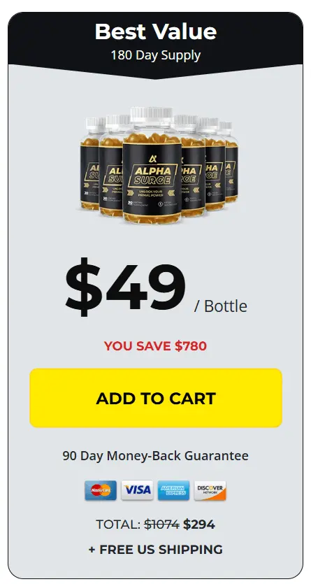Alpha Surge 6 bottle best value pack with free bonuses